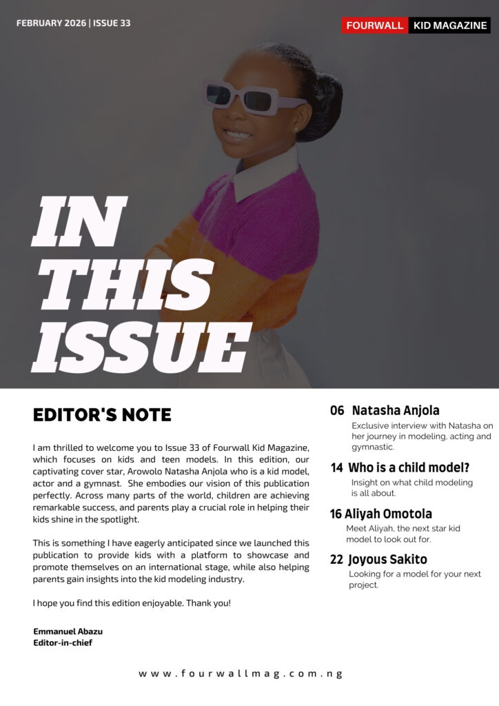 Arowolo Natasha Anjola Graces Fourwall Kid Magazine February 2026 Edition 2 - Fourwall Magazine